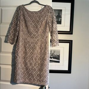 Vince Camuto Lace Dress in Metallic Beige NWT